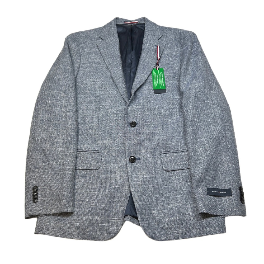 Tommy Hilfiger Modern-Fit Sport Coat Mens‎ 40R 40 Blue Solid $295 NEW